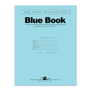 Blue Exam Book, Wide Ruled with Margin, 11" x 8.5", 12 Sheets/24 Pages, Blue Cover