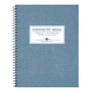 Wirebound Chemistry Lab Notebook, Narrow Ruled, 9.75" x 7.5", 60 Sheets of 20 lb Green Paper, Blue Printed Board Cover