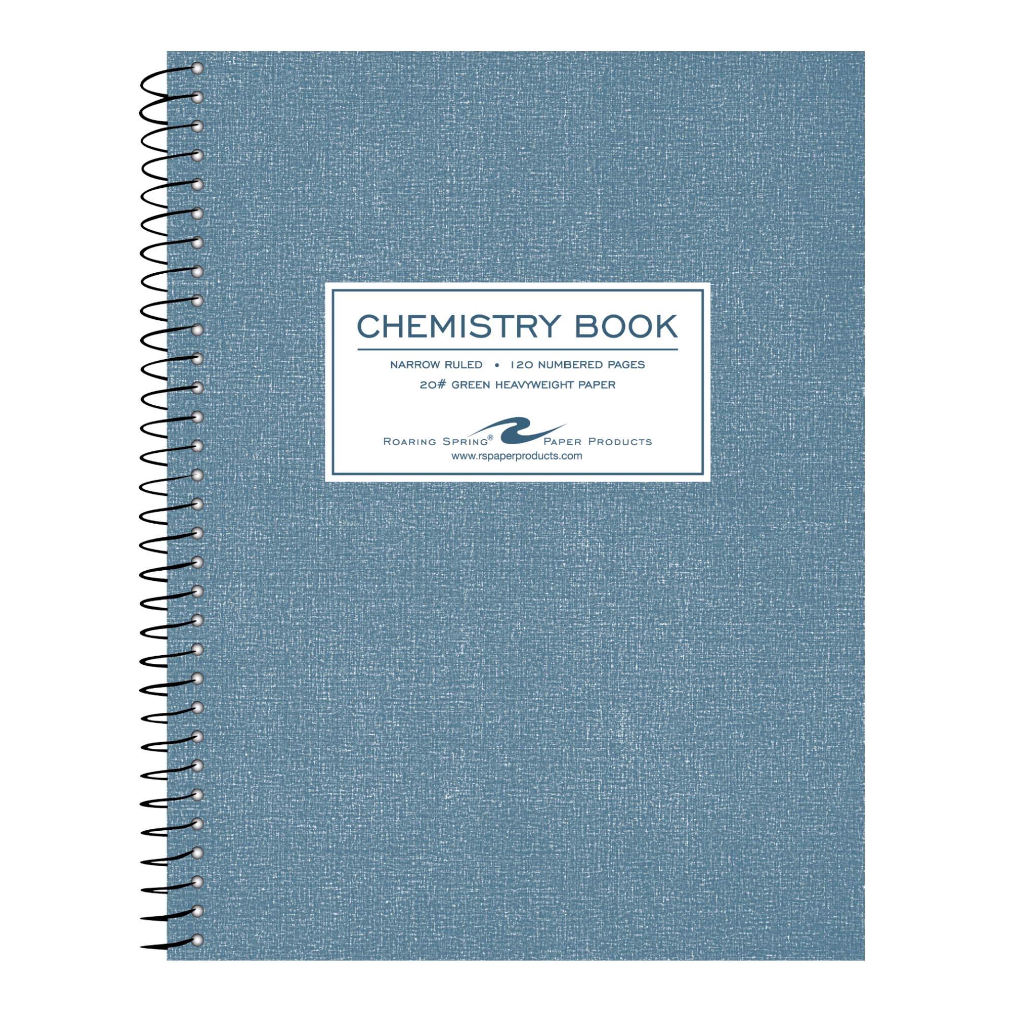 Wirebound Chemistry Lab Notebook, Narrow Ruled, 9.75" x 7.5", 60 Sheets of 20 lb Green Paper, Blue Printed Board Cover