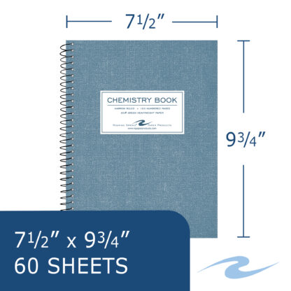 Wirebound Chemistry Lab Notebook, Narrow Ruled, 9.75" x 7.5", 60 Sheets of 20 lb Green Paper, Blue Printed Board Cover