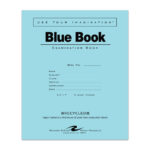 Recycled Exam Book, Wide Ruled with Margin, 8.5" x 7", 8 Sheets/16 Pages, Blue Cover