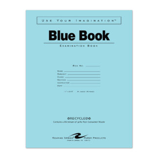 Recycled Exam Book, Wide Ruled with Margin, 11" x 8.5", 8 Sheets/16 Pages, Blue Cover