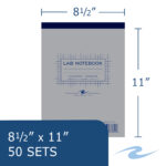 Top Bound Carbonless Lab Book with Numbered Sets, 4x4 Grid Ruled, 8.5" x 11", 50 Sets, Gray Cover, White/Blue Pages