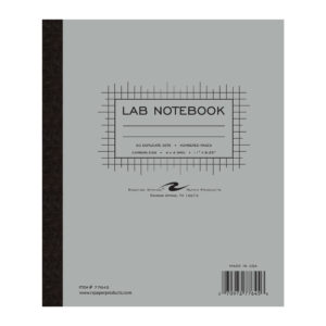 Carbonless Lab Book with Numbered Sets, 4x4 Grid Ruled, 11" x 9.25", 50 Sets, Gray Cover, White/Blue Pages