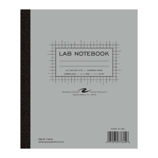 Carbonless Lab Book with Numbered Sets, 4x4 Grid Ruled, 11" x 9.25", 50 Sets, Gray Cover, White/Blue Pages