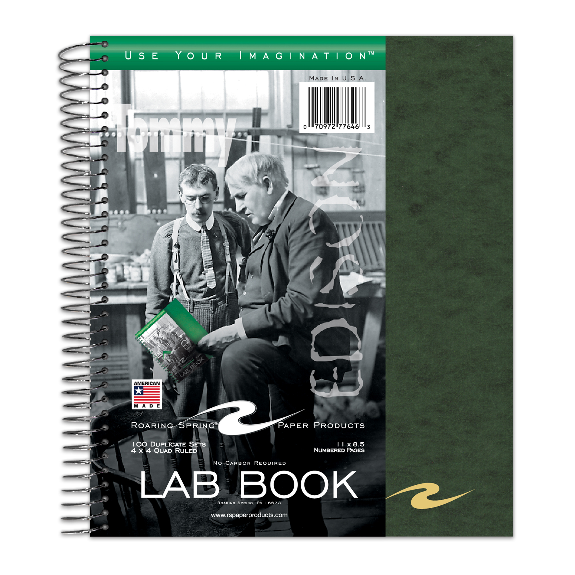 4x4 Graph Ruled Spiral Lab Notebook with Numbered Carbonless Sets, Includes 1 Double Pocket