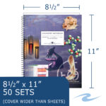 Carbonless Wirebound Chemistry Notebook, 4x4 Grid Ruled, 11" x 8 .5", 50 Sets, Oversize Cover, White/Blue Pages