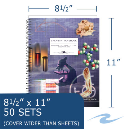 Carbonless Wirebound Chemistry Notebook, 4x4 Grid Ruled, 11" x 8 .5", 50 Sets, Oversize Cover, White/Blue Pages