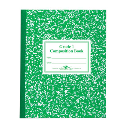 Flexible Cover Composition Book, Grade School Ruled, 9.75" x 7.75", 50 Sheets/100 Pages, Green Marble Cover (Grade 1)