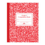 Flexible Cover Composition Book, Grade School Ruled, 9.75" x 7.75", 50 Sheets/100 Pages, Red Marble Cover (Grade 3)