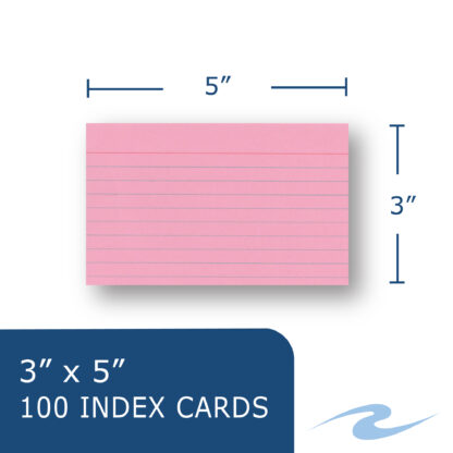 Assorted Color Index Cards, Ruled on One Side, 3" x 5", 100 Count