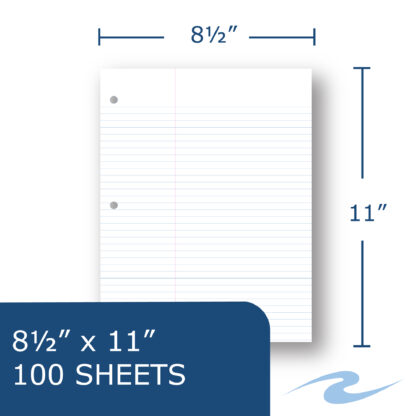 Loose Leaf Filler Paper, College Ruled with Summary Margin, 11" x 8.5", 100 Sheets