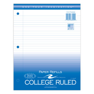 Loose Leaf Filler Paper, College Ruled, 11" x 8.5", 500 Sheets