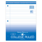 Loose Leaf Filler Paper, College Ruled, 11" x 8.5", 100 Sheets