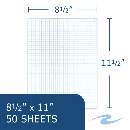 Legal Pad, Glued Top Bound, 4x4 Grid Ruled, 8.5" x 11", 50 Sheets, White Paper