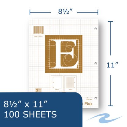 Engineering Pad, Frame Front 1/2" Right Margin, 8.5" x 11", 100 Sheets, Heavyweight 20 lb Buff Paper