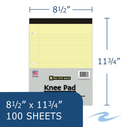 Legal Pad, Extra Stiff Back "Knee Pad", 8.5" x "11.75", 100 Sheets, Canary