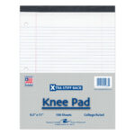 Legal Pad, Extra Stiff Back "Knee Pad", 8.5" x "11.75", 100 Sheets, White