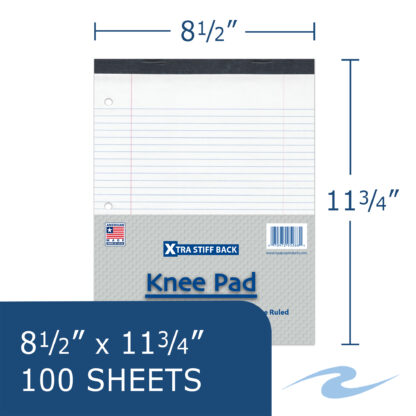 Legal Pad, Extra Stiff Back "Knee Pad", 8.5" x "11.75", 100 Sheets, White