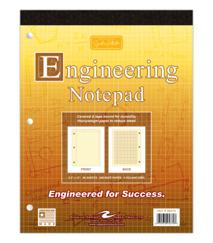 Covered Engineering Pad 8.5"x11" 80 Sheets 20# Paper Buff