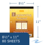 Signature Collection Covered Engineering Pad, Frame Front 1/2" Right Margin, 8.5" x 11", 80 Sheets, Heavyweight 20 lb Buff Paper