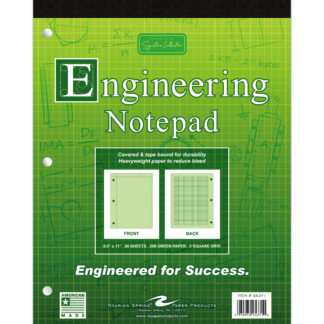 Signature Collection Covered Engineering Pad, Frame Front 1/2" Right Margin, 8.5" x 11", 80 Sheets, Heavyweight 20 lb Green Paper