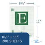 Engineering Pad, Frame Front 1/2" Right Margin, 8.5" x 11", 200 Sheets, Green Paper