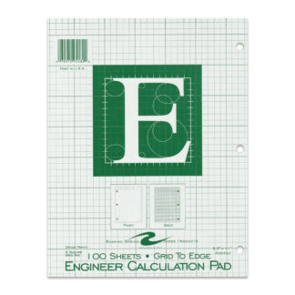 Engineering Pad, Frame Front 1/2" Right Margin, 8.5" x 11", 100 Sheets, Green Paper