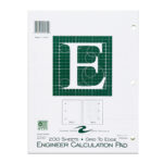 Engineering Pad, Frame Front 1/2" Right Margin, 8.5" x 11", 200 Sheets, Green Paper