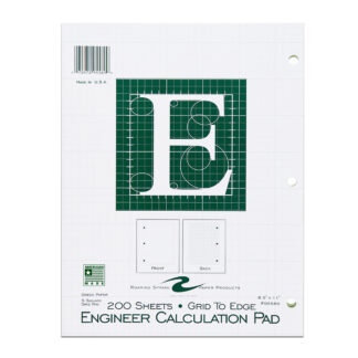 Engineering Pad, Frame Front 1/2" Right Margin, 8.5" x 11", 200 Sheets, Green Paper