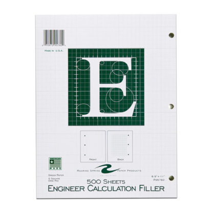 Engineering Pad, Frame Front 1/2" Right Margin, 8.5" x 11", 500 Sheets, Green Paper