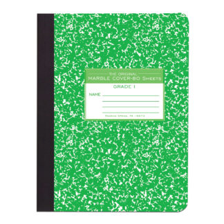 Hard Cover Composition Book, Grade School Ruled, 9.75" x 7.75", 80 Sheets/160 Pages, Green Marble Cover (Grade 1)