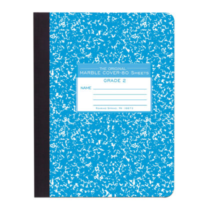 Hard Cover Composition Book, Grade School Ruled, 9.75" x 7.75", 80 Sheets/160 Pages, Blue Marble Cover (Grade 2)