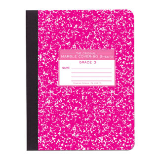 Hard Cover Composition Book, Grade School Ruled, 9.75" x 7.75", 80 Sheets/160 Pages, Red Marble Cover (Grade 3)