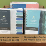 New Leaf Paper® 100% Recycled, Sustainably Designed Reusable Corrugate Display, Contains 12 Large Notebooks and 12 Small Notebooks - Set 1 Designs