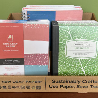 New Leaf Paper® 100% Recycled, Sustainably Designed Reusable Corrugate Display, Contains 12 Large Notebooks, 6 Small Notebooks and 6 Composition Books - Set 1 Designs