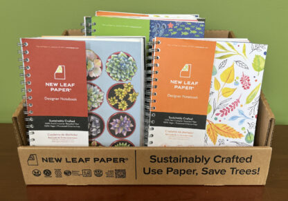 New Leaf Paper® 100% Recycled, Sustainably Designed Reusable Corrugate Display, Contains 12 Large Notebooks and 12 Small Notebooks - Set 2 Designs