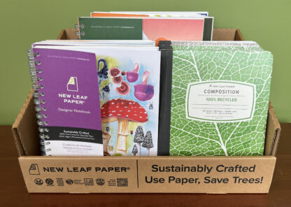 New Leaf Paper® 100% Recycled, Sustainably Designed Reusable Corrugate Display, Contains 12 Large Notebooks, 6 Small Notebooks and 6 Composition Books - Set 2 Designs