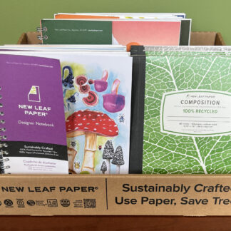 New Leaf Paper® 100% Recycled, Sustainably Designed Reusable Corrugate Display, Contains 12 Large Notebooks, 6 Small Notebooks and 6 Composition Books - Set 2 Designs