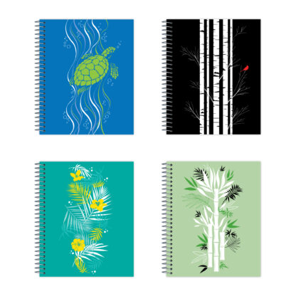 New Leaf Paper® 100% Recycled, Sustainably Designed Reusable Corrugate Display, Contains 24 Habitat Series™  One Subject Notebooks - 4 Assorted Designs