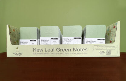 New Leaf Paper® Green Notes™ 100% Recycled, Sustainably Designed Reusable Corrugate Display, Contains 48 Packs of 3 Green Notes™ Pocket Notebooks With Assorted Embossed Covers