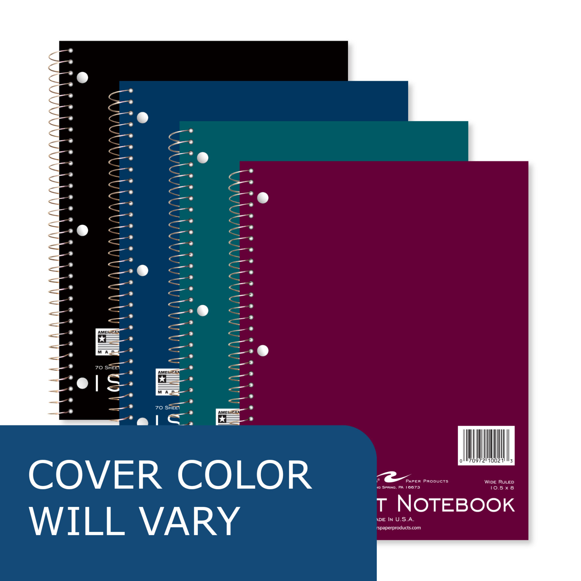 One Subject Wirebound Notebook, Wide Ruled