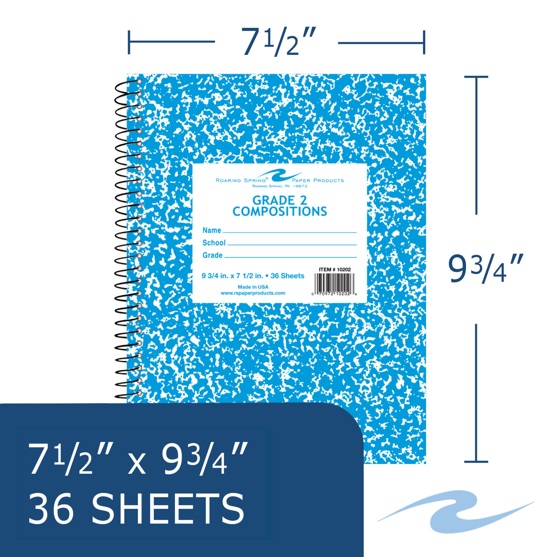Grade 2 Wirebound Composition Book, Blue Marble Cover (Grade 2)