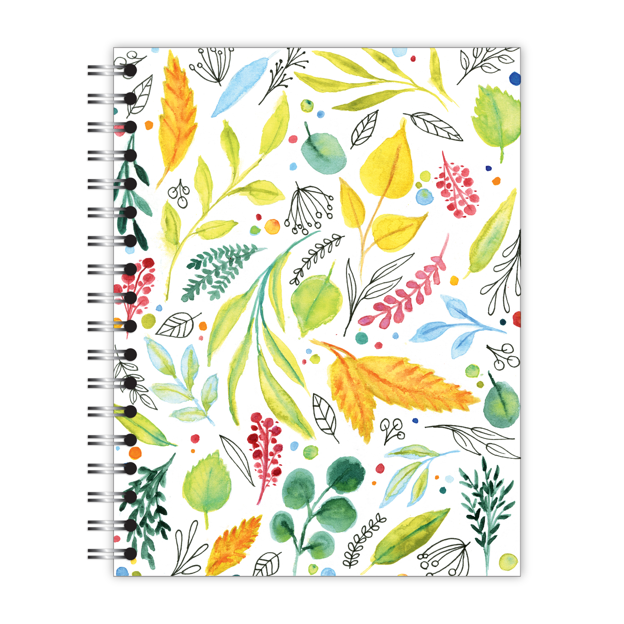 New Leaf Paper® 100% Recycled, Sustainably Designed, Small Wirebound Notebook, Leaves Design