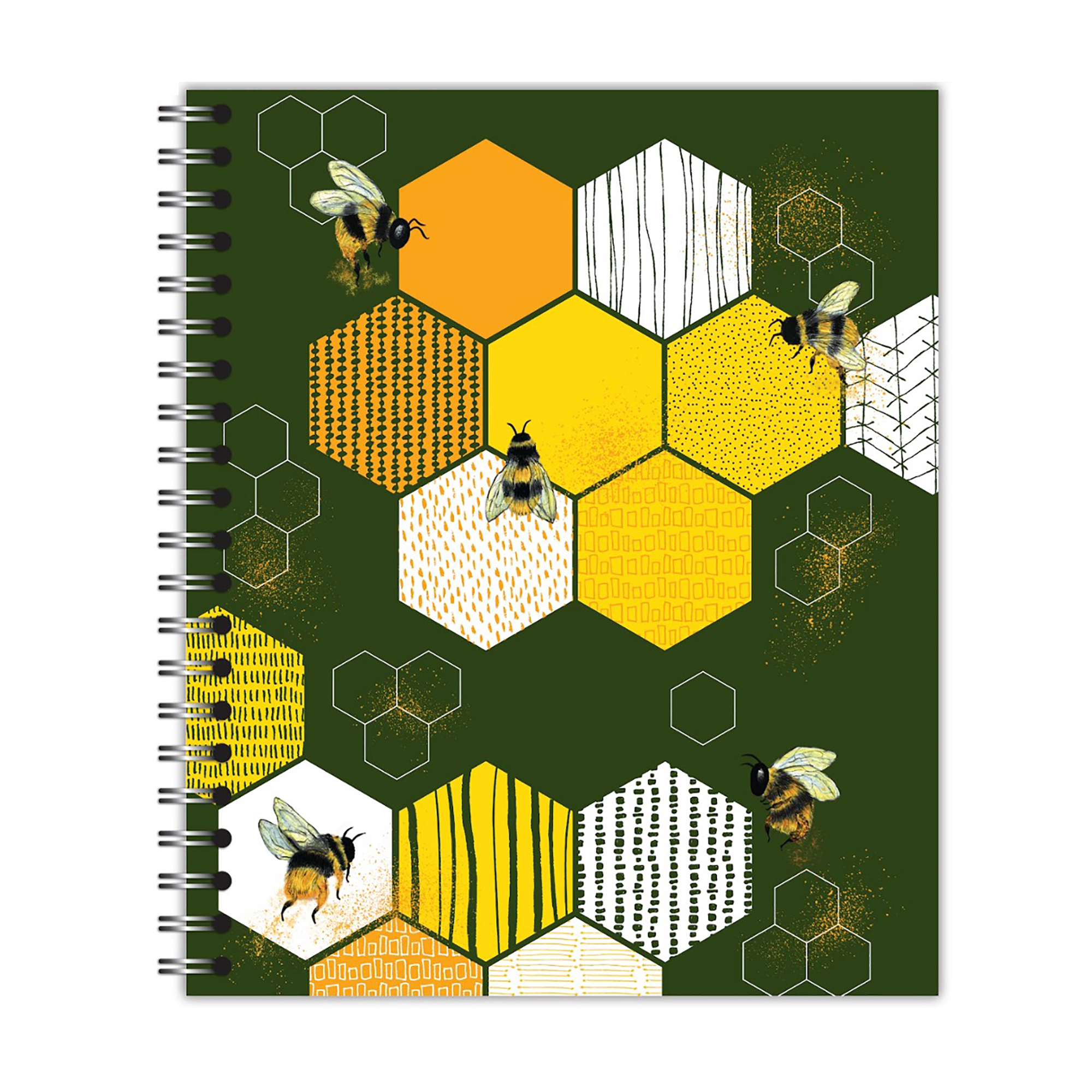 New Leaf Paper® 100% Recycled, Sustainably Designed, Large Wirebound Notebook, Bees Design