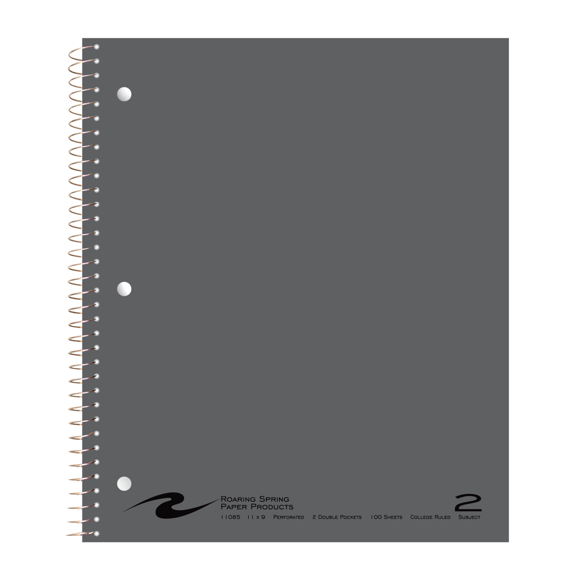 Two Subject Wirebound Notebook with Two Double Pockets, College Ruled