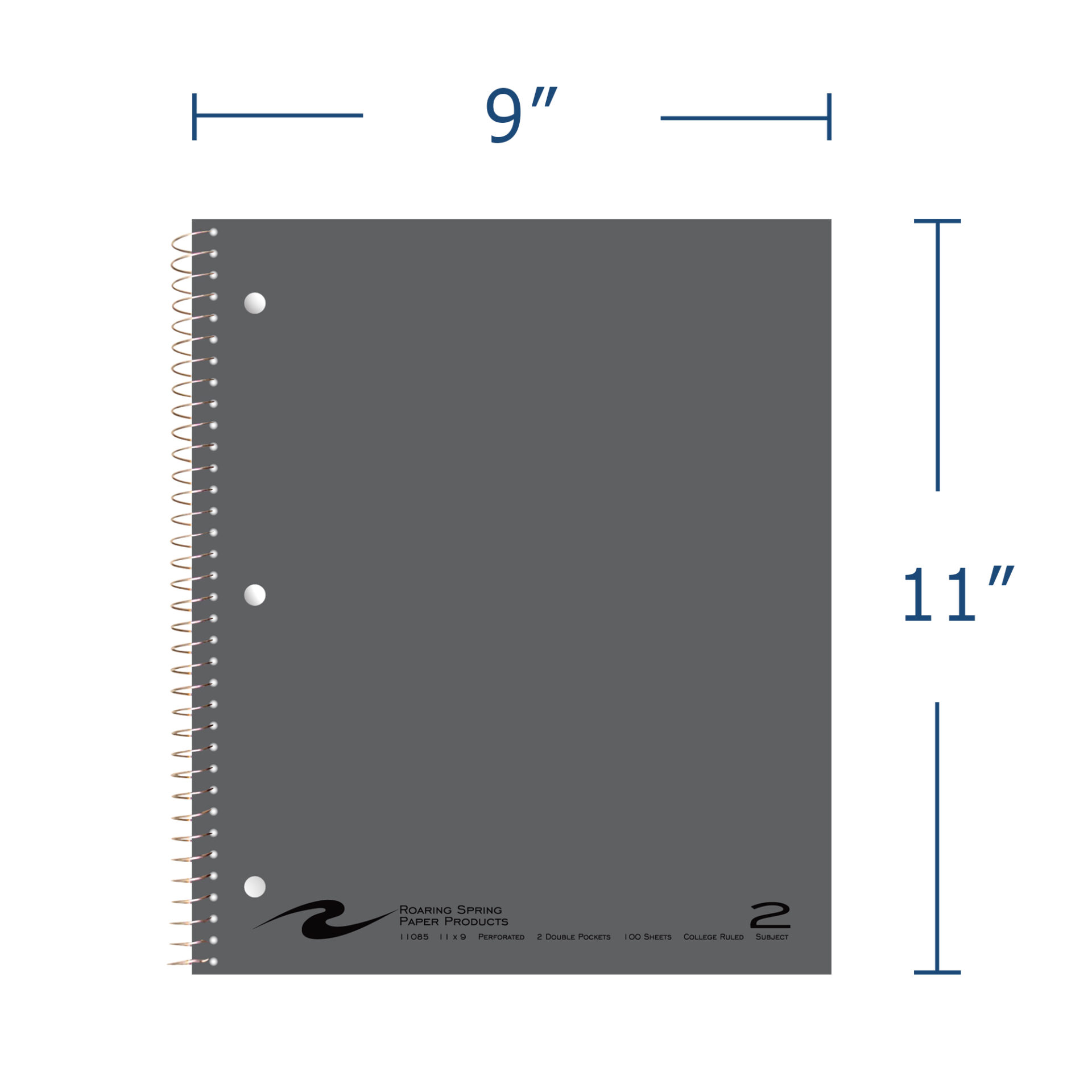 Two Subject Wirebound Notebook with Two Double Pockets, College Ruled