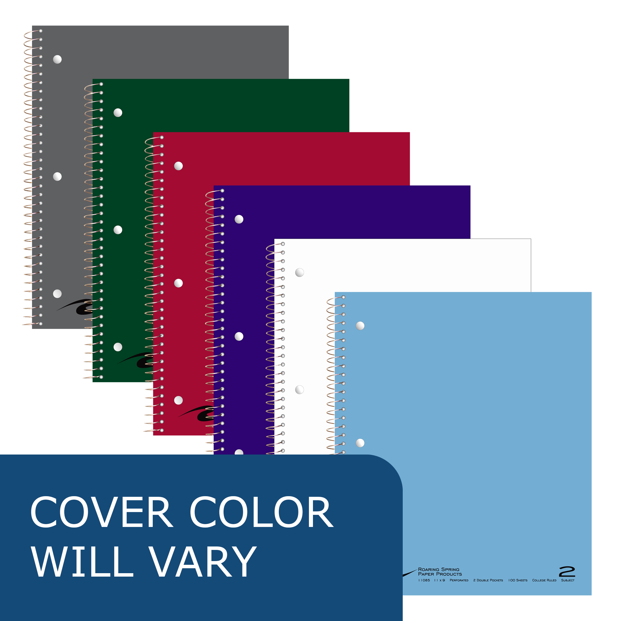 Two Subject Wirebound Notebook with Two Double Pockets, College Ruled