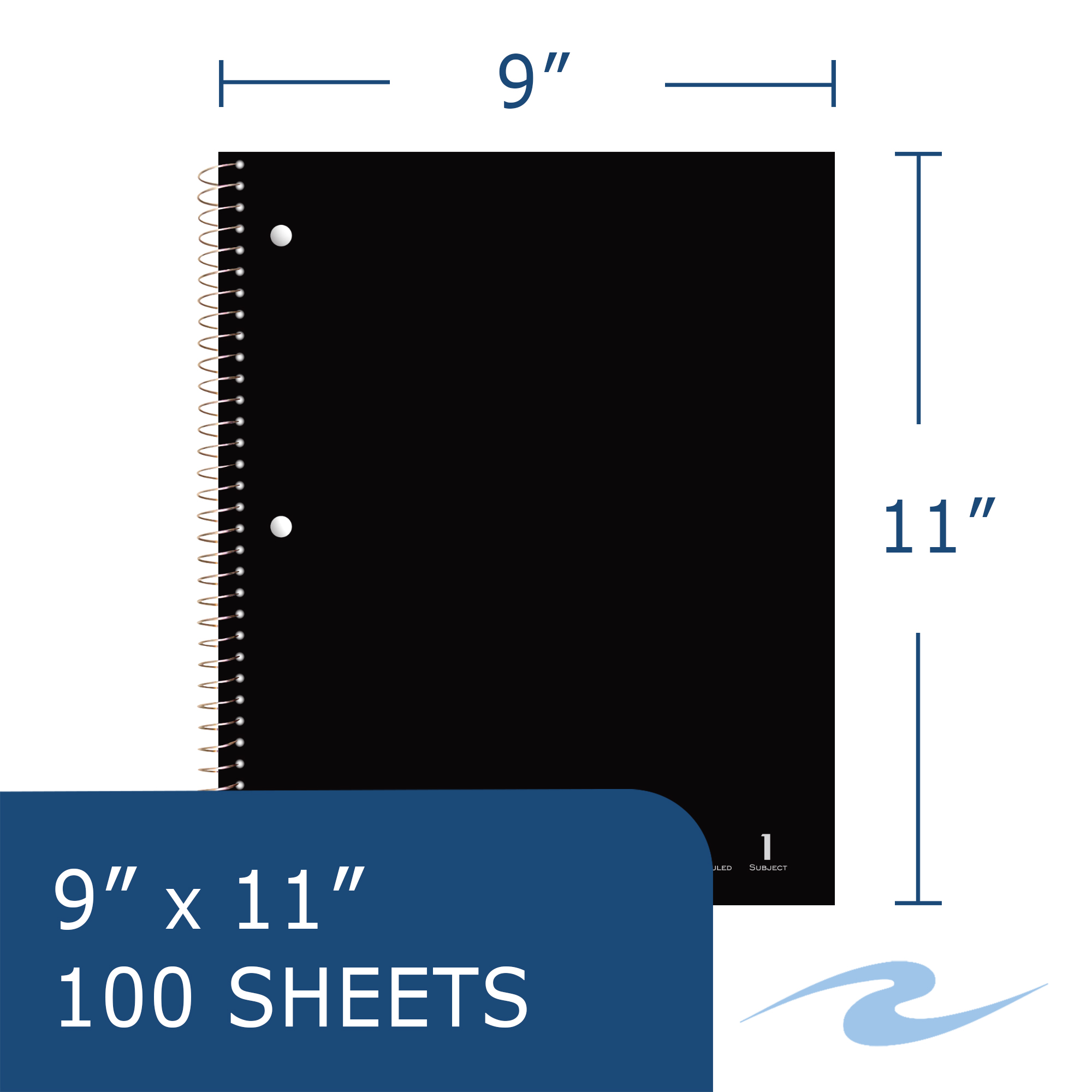 Stasher© One Subject Wirebound Notebook with Cover Pocket, Narrow Ruled