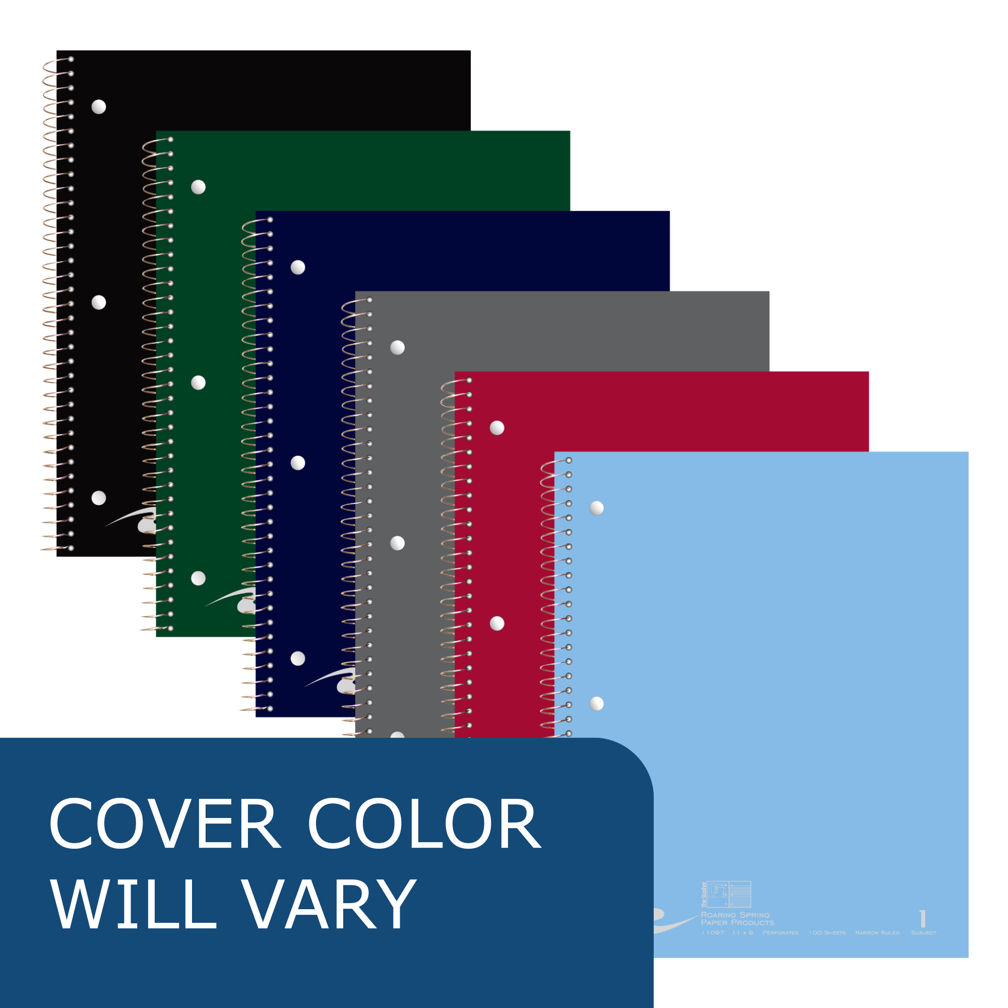 Stasher© One Subject Wirebound Notebook with Cover Pocket, Narrow Ruled